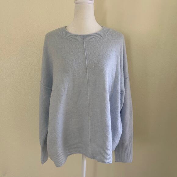 Vince Camuto Sweater Pullover Mock Neck Womens Light Blue SZL Casual Relaxed - Picture 1 of 11
